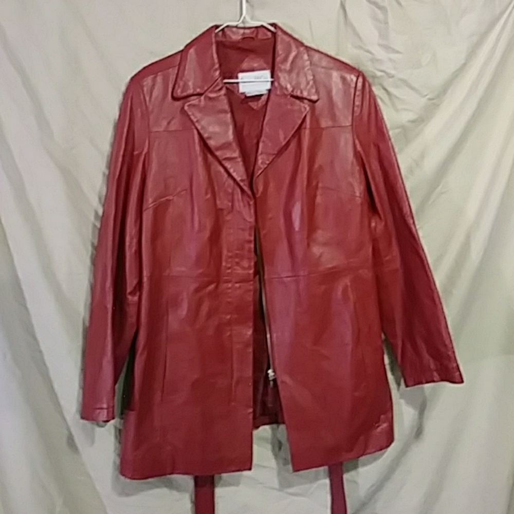 Pamela McCoy red leather jacket